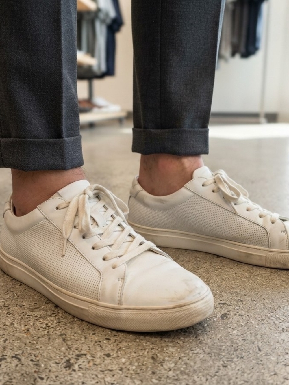 Minimalist White Low-Top Men's Sneakers